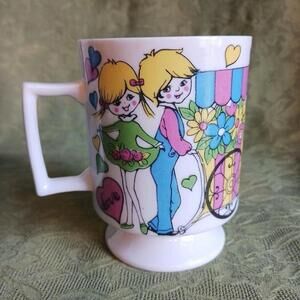 Vintage Holt Howard Boy And Girl Footed Mug Pastel
